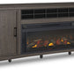 Montillan - Grayish Brown - 84" TV Stand With Electric Fireplace