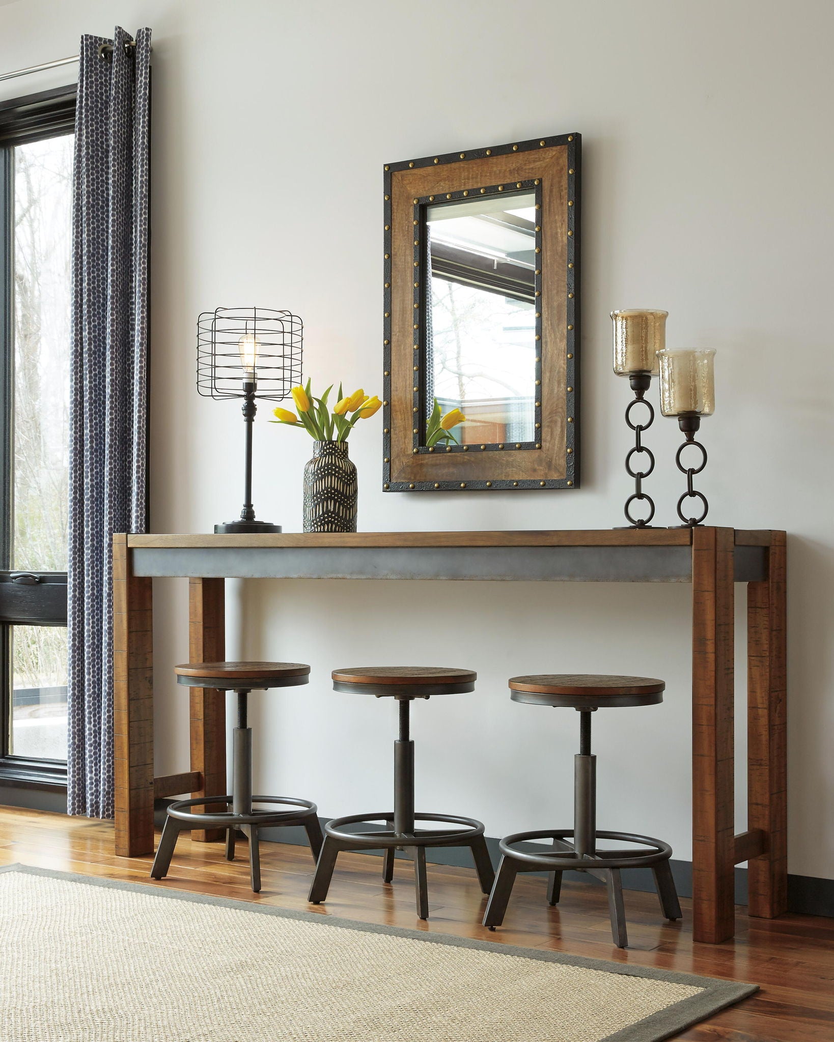 Torjin - Long Counter Table - Dark Brown - Fraser Furniture & Mattresses