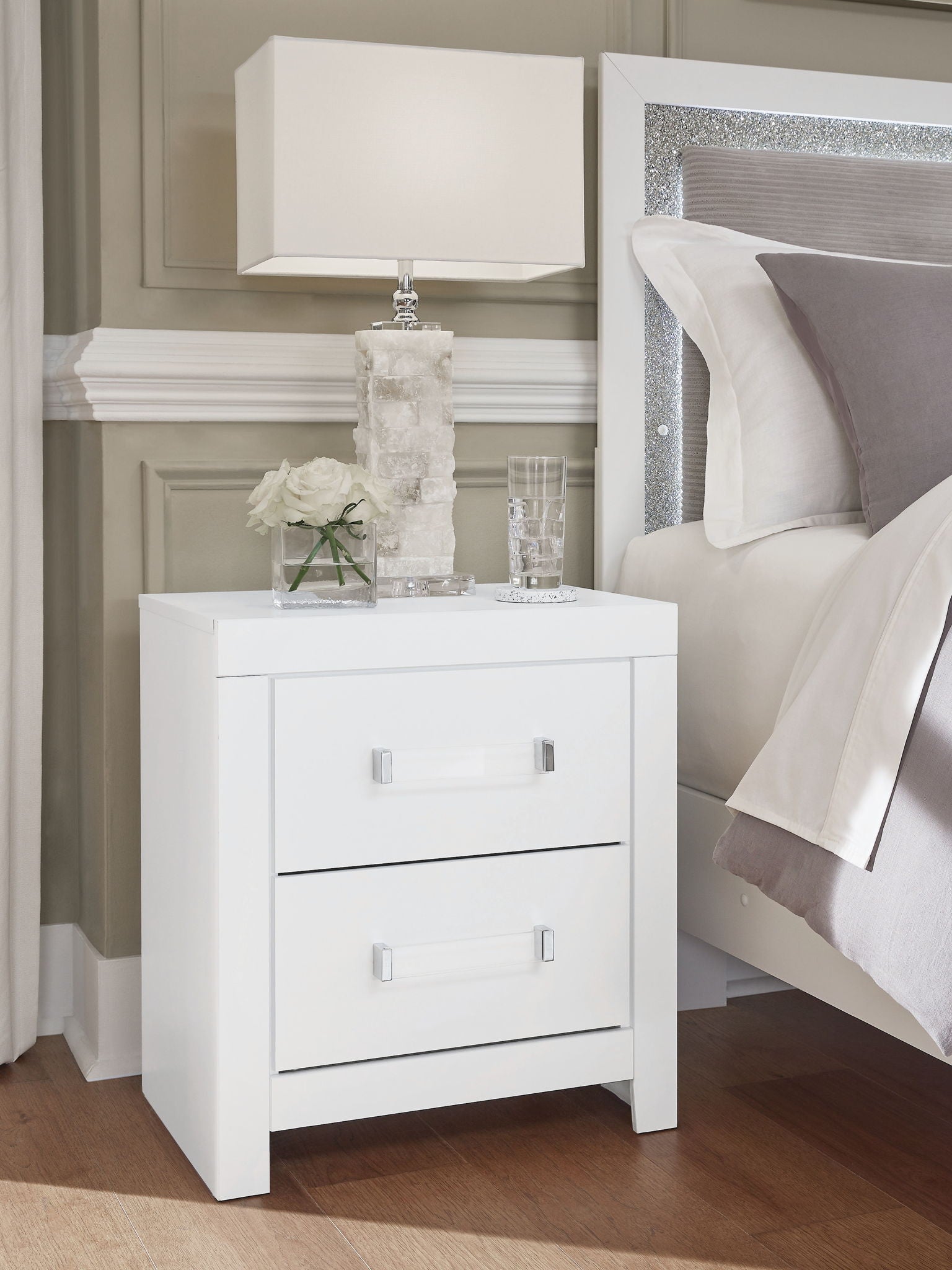Maeling - Two Drawer Night Stand - Fraser Furniture & Mattresses
