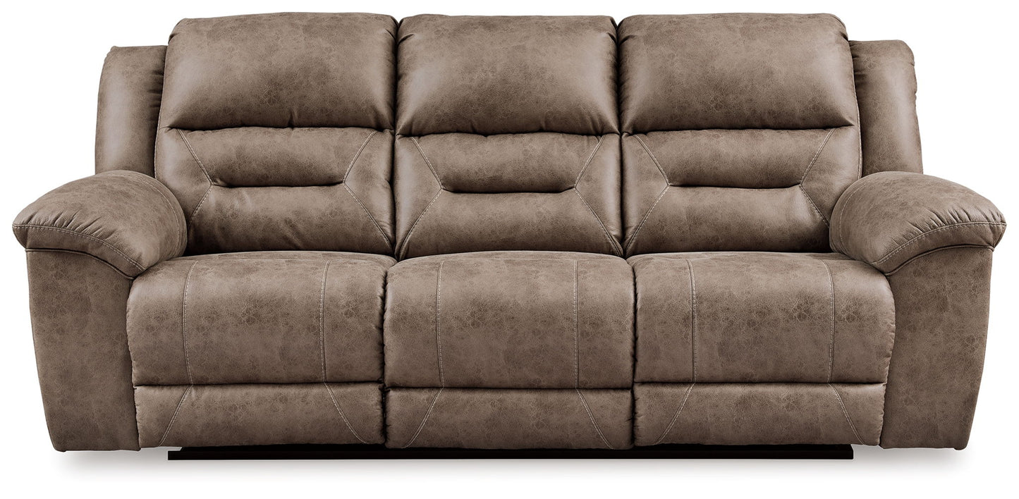 Stoneland - Power Reclining Sofa - Faux Leather - Fossil