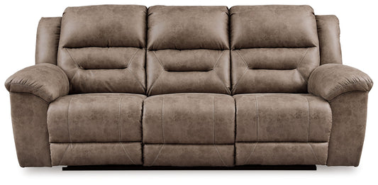 Stoneland - Power Reclining Sofa - Faux Leather - Fossil