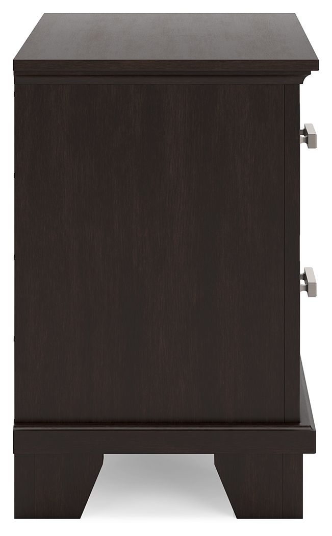 Covetown - Two Drawer Night Stand - Dark Brown - Fraser Furniture & Mattresses