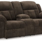 Frohn - Chocolate - Dbl Reclining Loveseat With Console - Fabric