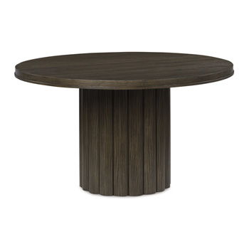 Radkin - Round Dining Room Table - Burnished Brown - Fraser Furniture & Mattresses