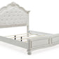 Montelaine - Antique White - King Upholstered Panel Bed