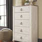 Willowton - Brown / Beige / White - Five Drawer Chest