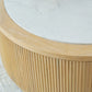 Camdill - Round Cocktail Table - Light Brown / White