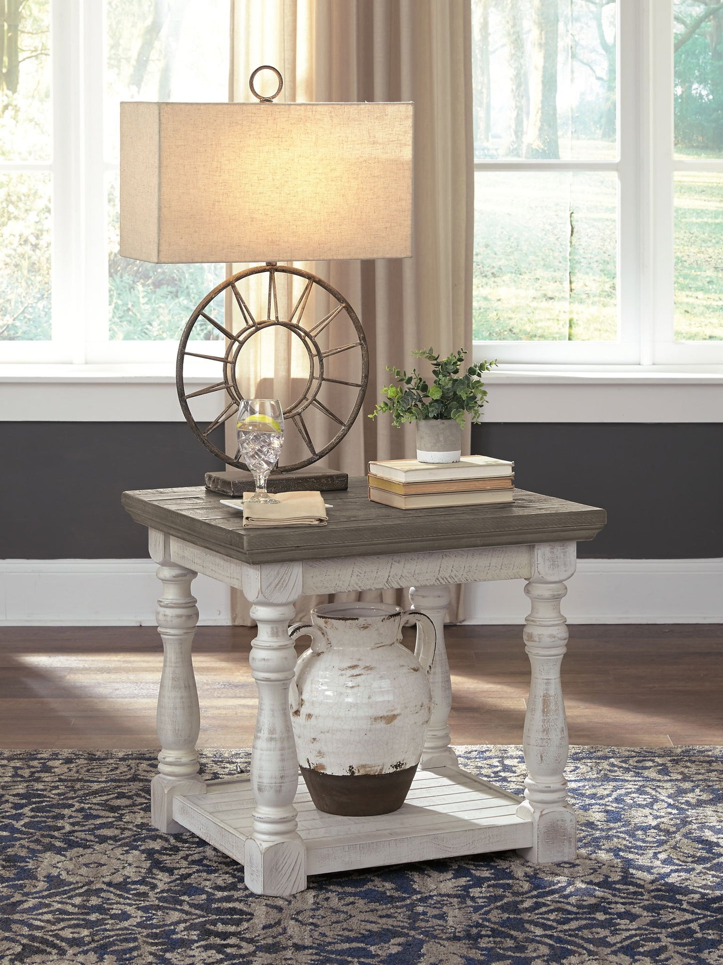 Havalance - Rectangular End Table - Gray / White - Fraser Furniture & Mattresses
