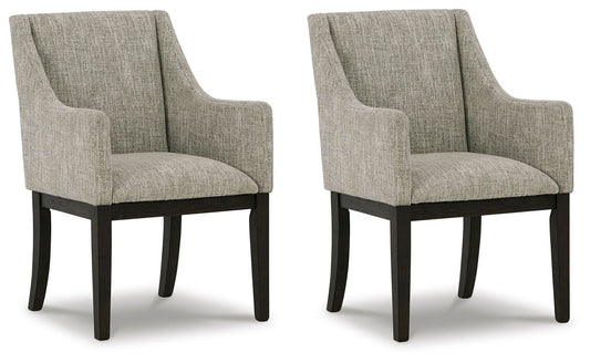 Burkhaus - Dining UPH Arm Chair (Set of 2) - Beige / Dark Brown