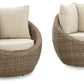 Danson - Swivel Lounge w/Cushion (Set of 2) - Beige - Fraser Furniture & Mattresses