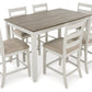 Skempton - Counter Height Dining Table and Bar Stools (Set of 7) - White / Light Brown