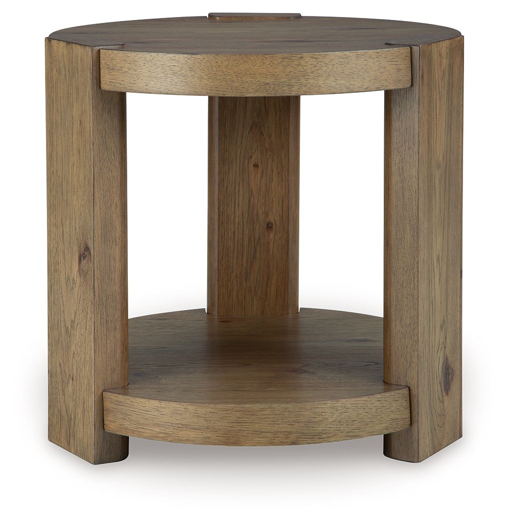 Flangren - Round End Table - Light Brown - Fraser Furniture & Mattresses