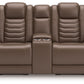 High Impact - Power Reclining Loveseat With Console / Adj Hdrst - Tobacco