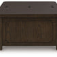 Breckington - Cocktail Table With Storage - Dark Brown