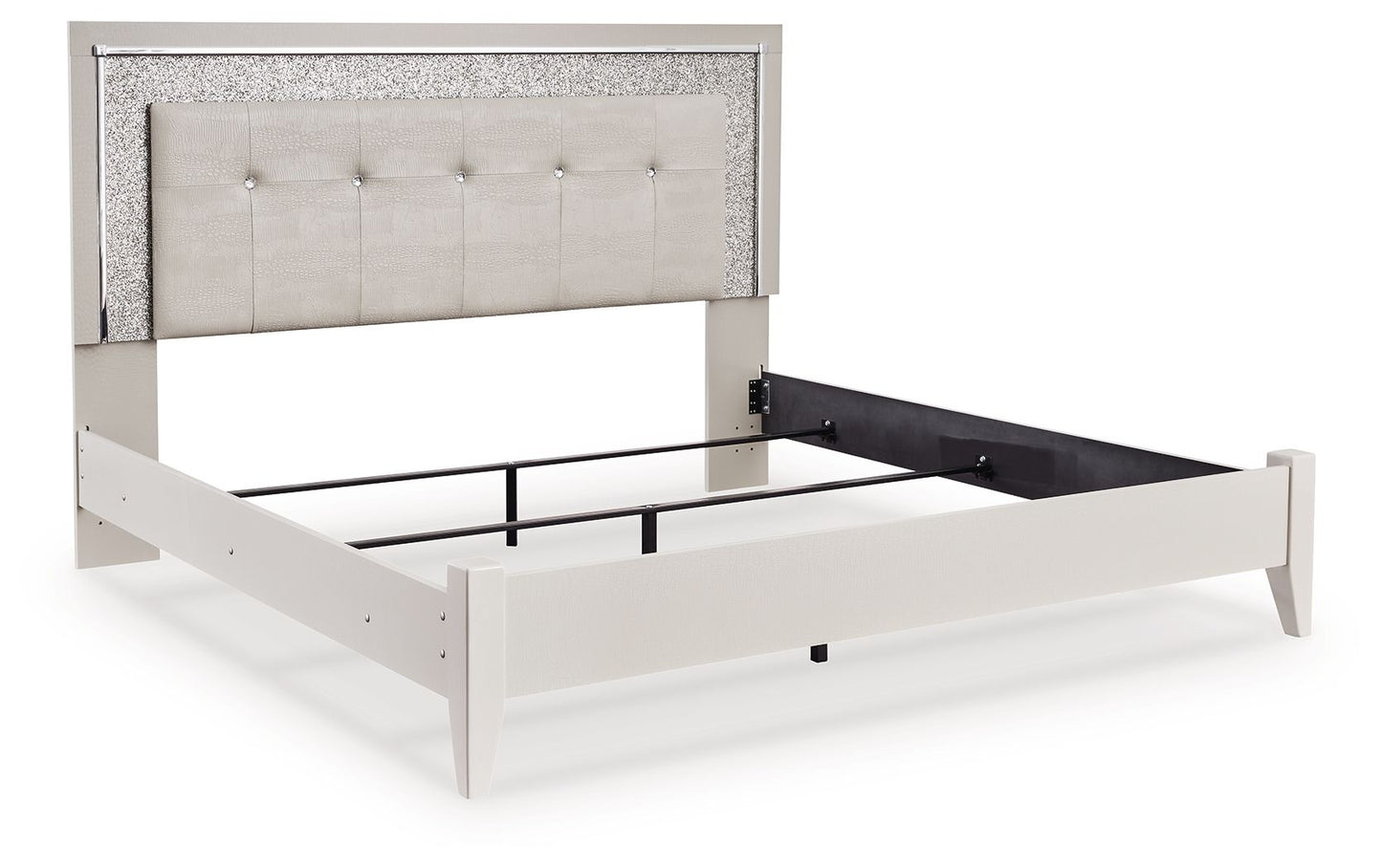 Zyniden - Silver - King Upholstered Panel Bed