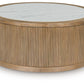 Camdill - Round Cocktail Table - Light Brown / White