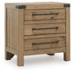 Ridgester - Three Drawer Night Stand - Light Brown - Fraser Furniture & Mattresses
