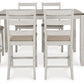 Skempton - Counter Height Dining Table and Bar Stools (Set of 7) - White / Light Brown
