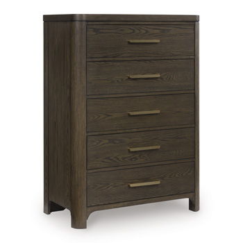 Radkin - Five Drawer Chest - Burnished Brown - Fraser Furniture & Mattresses