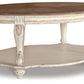 Realyn - Oval Cocktail Table - White / Brown - Fraser Furniture & Mattresses