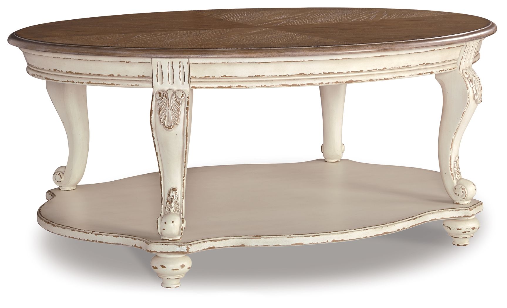 Realyn - Oval Cocktail Table - White / Brown - Fraser Furniture & Mattresses
