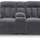 Observation - Double Reclining Power Loveseat With Console - Steel