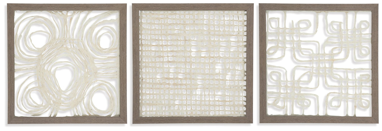 Odella - Wall Decor Set (Set of 3) - Cream / Taupe - Fraser Furniture & Mattresses