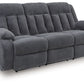 Observation - Reclining Power Sofa With Drop Down Table - Steel