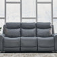 Mindanao - Steel - Pwr Reclining Sofa With Adj Headrest - Leather Match