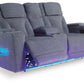 Studio Cave - Power Reclining Loveseat with Console - Steel