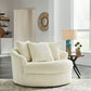 Lindyn - Ivory - Oversized Swivel Accent Chair - Fabric