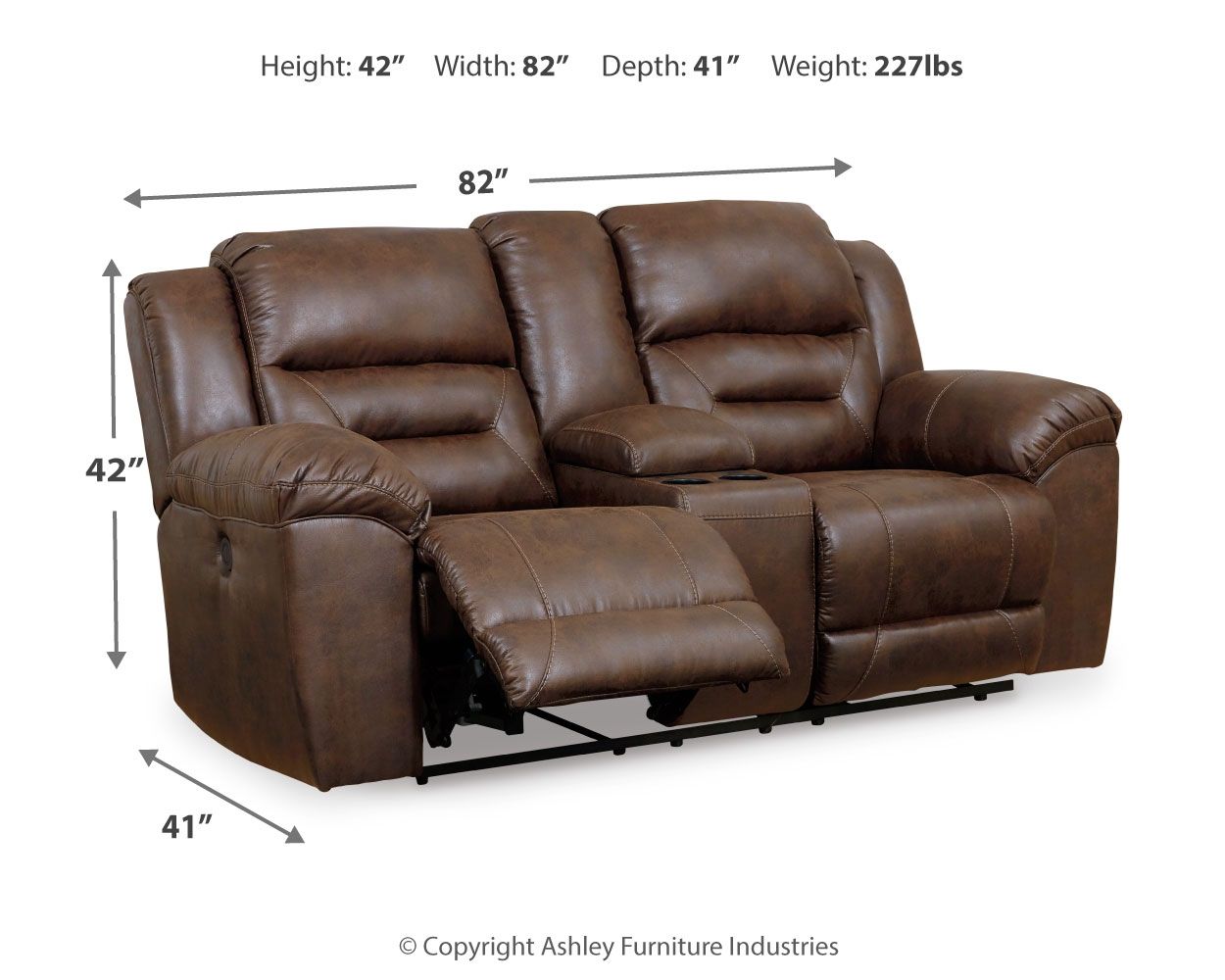 Stoneland - Chocolate - Dbl Power Reclining Loveseat With Console - Faux Leather