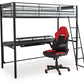Broshard - Black - Twin Loft Bed With Desk