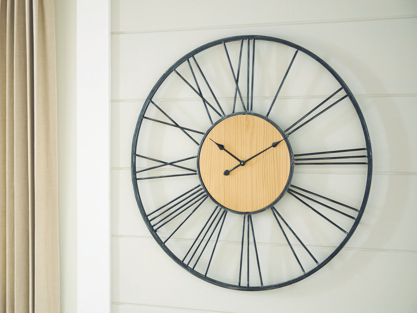 Brockett - Wall Clock - Black / Natural - Fraser Furniture & Mattresses
