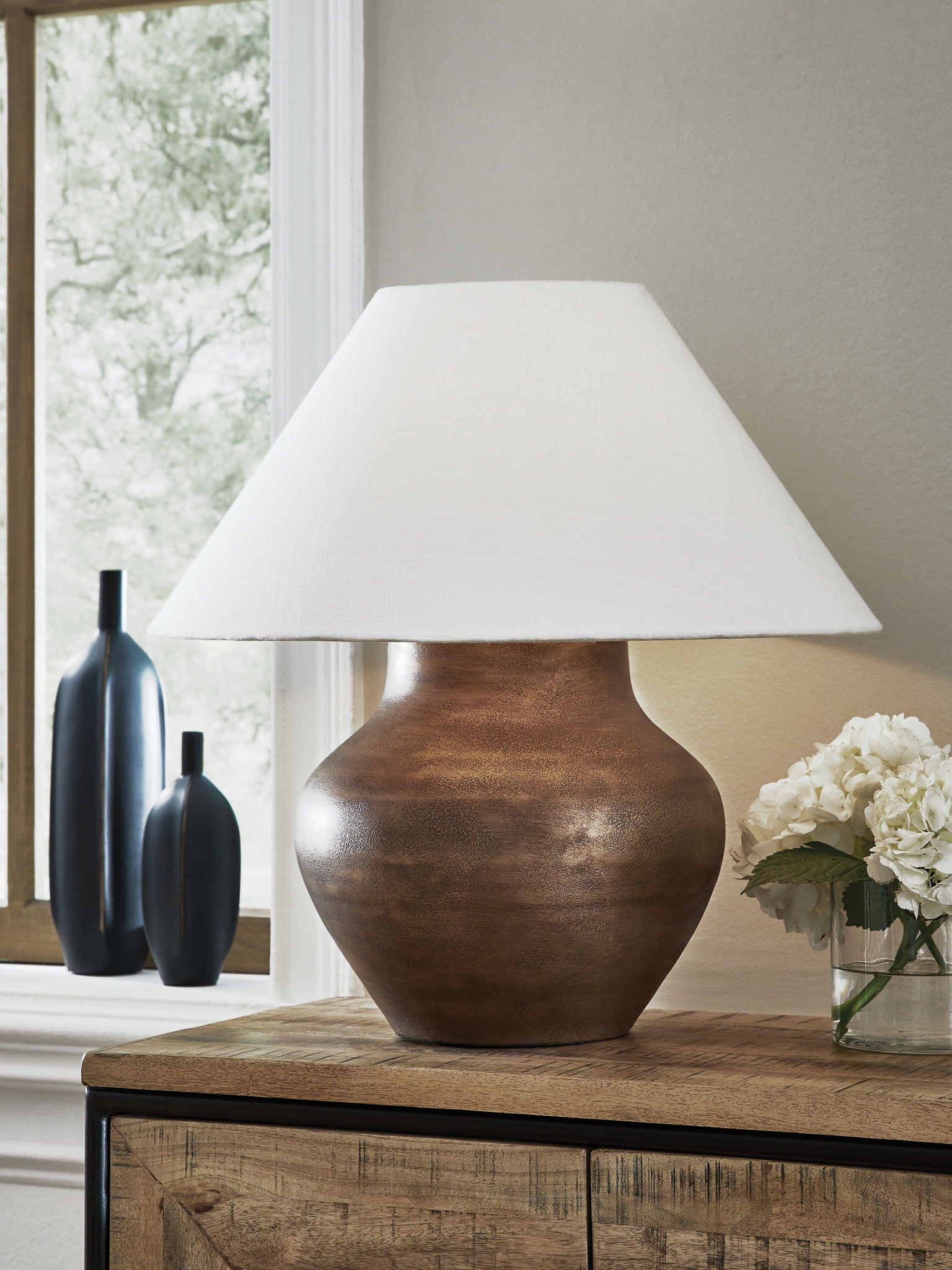 Whitham - Metal Table Lamp - Antique Copper Finish - Fraser Furniture & Mattresses