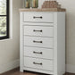 Savonport - Five Drawer Chest - White / Brown