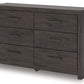 Prendonea - Charcoal - Six Drawer Dresser