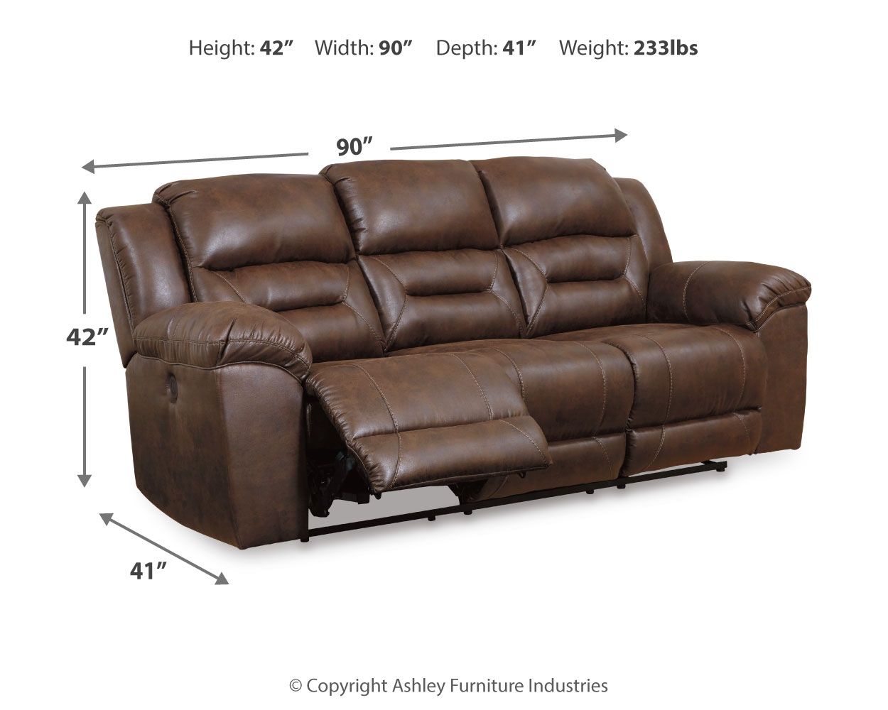 Stoneland - Chocolate - Power Reclining Sofa - Faux Leather