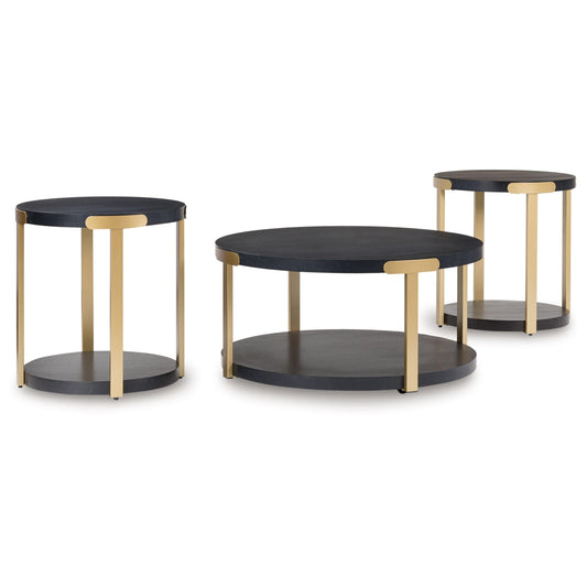 Shylore - Black / Brass Finish - Occasional Table Set (Set of 3)