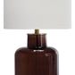 Mette - Glass Table Lamp - Brown / Gold Finish