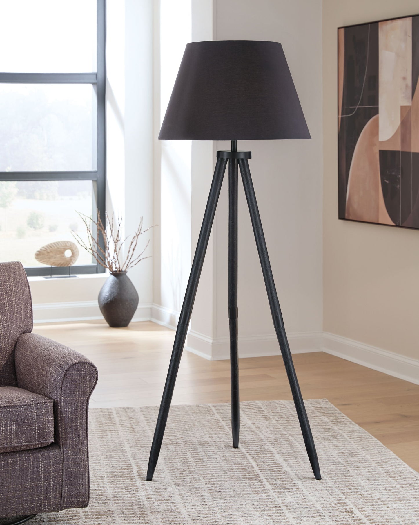 Orhan - Wood Floor Lamp - Black - Fraser Furniture & Mattresses