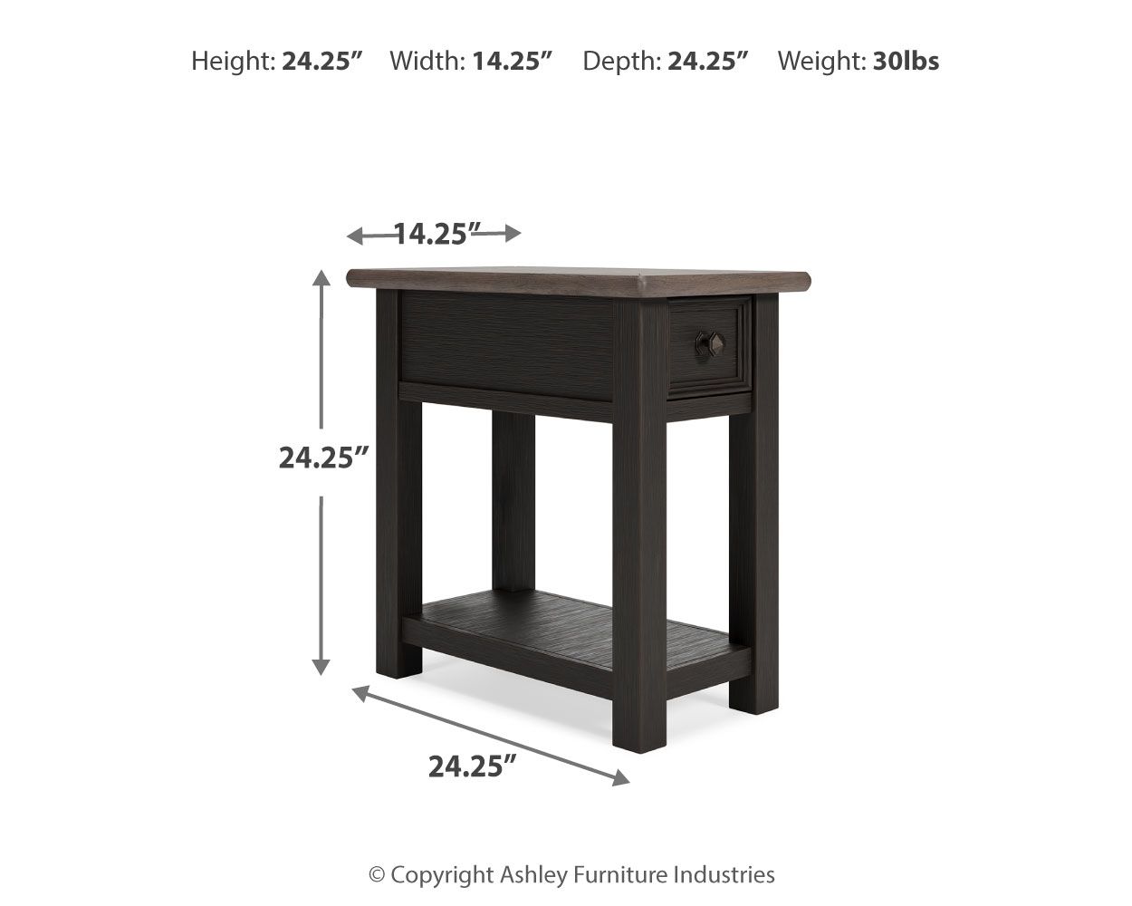 Tyler Creek - Chair Side End Table - Black / Gray - Fraser Furniture & Mattresses