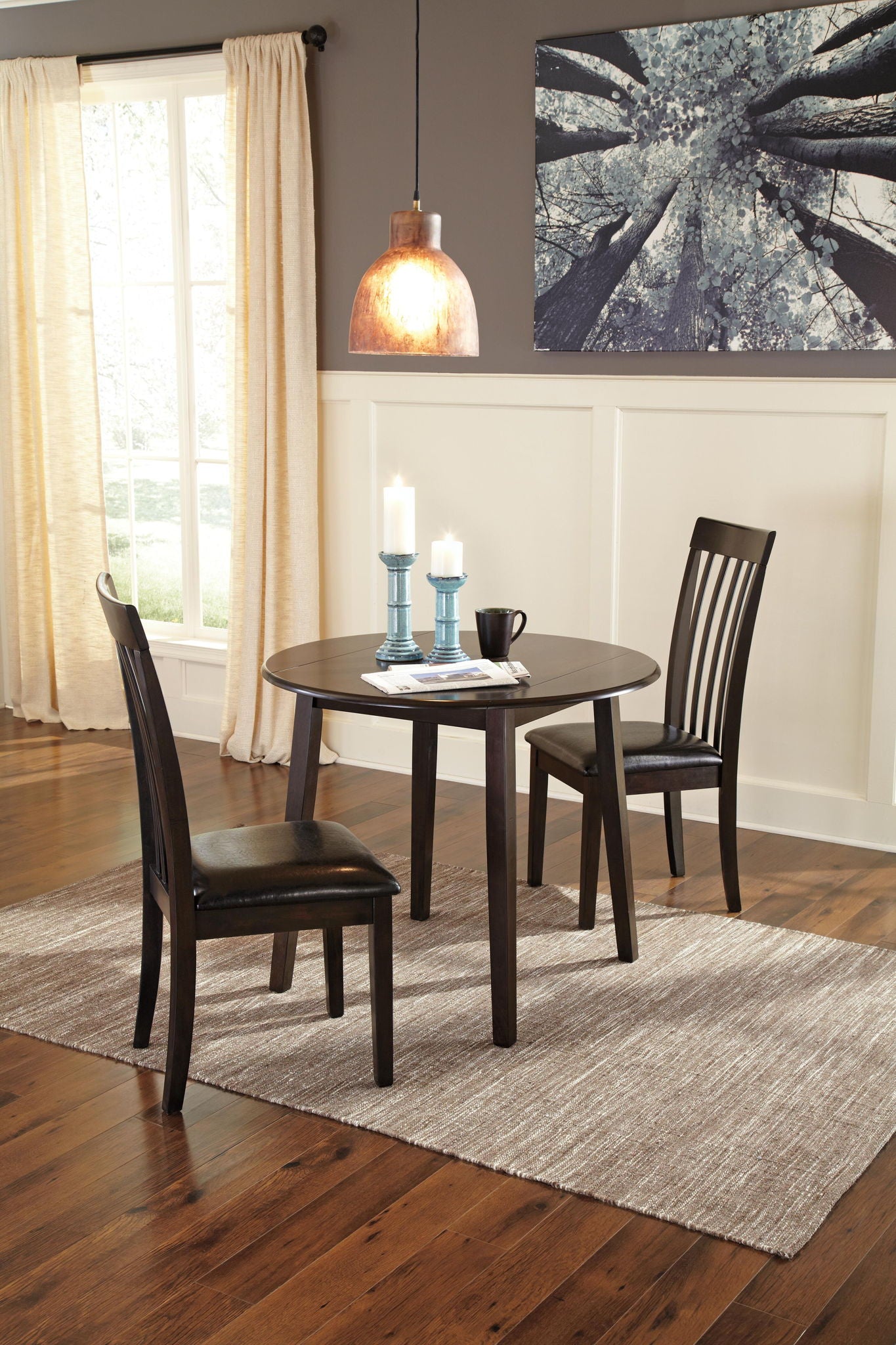 Hammis - Round DRM Drop Leaf Table - Dark Brown - Fraser Furniture & Mattresses
