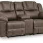 Lowilla - Double Reclining Loveseat With Console - Driftwood