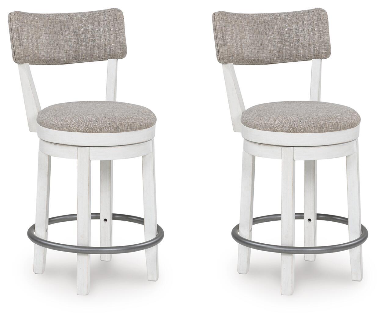 Robbinsdale - Upholstered Swivel Barstool (Set of 2) - Antique White - Fraser Furniture & Mattresses