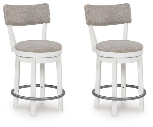 Robbinsdale - Upholstered Swivel Barstool (Set of 2) - Antique White - Fraser Furniture & Mattresses