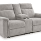 Barnsana - Ash - Dbl Power Reclining Loveseat With Console - Fabric