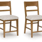 Cabalynn - Oatmeal / Light Brown - Upholstered Barstool (Set of 2)