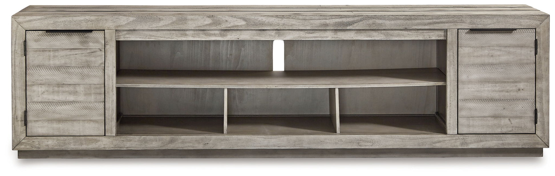 Naydell - XL TV Stand w/Fireplace Option - Gray - Fraser Furniture & Mattresses