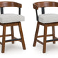 Ralene - Medium Brown - Upholstered Swivel Barstool (Set of 2)